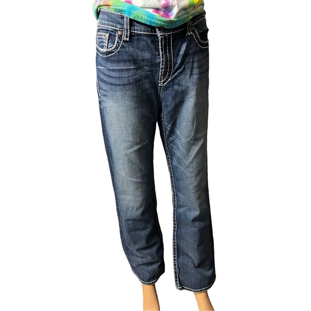 BKE woman’s Blue Denim 5 Pocket Style Drew Boot Cut Jeans Size 30 x 30.5